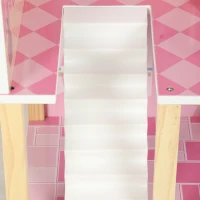 AIYAPLAY Casa de Muñecas de Madera 3 Pisos con Balcón Escaleras y 10 Muebles Juguete de Imitación para Niños de 3 a 6 Años Rosa(m-11)