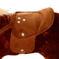 HOMCOM Cheval à Monter pour Enfant, Cheval à Roulettes en Peluche, Sons Réalistes, Poignée, 75 cm de Haut, Marron(m-12)