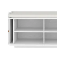 HOMCOM Hallway Storage Unit, Hallway Furniture Set with Shoe Storage Cabinet and 5 Hooks Coat Rack, White(m-11)