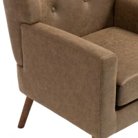 HOMCOM Sillón Relax Sofá Individual de PU Cojín de Asiento con Muelles Respaldo Acolchado Patas de Madera 72x76x80 cm Marrón(m-14)