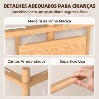 AIYAPLAY Organizador de Peluches em Madeira com Cordões Elásticos, Estante Infantil para Brinquedos, 3-8 Anos, 76x40x94,5 cm, Natural(m-6)