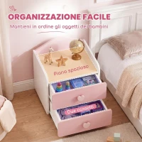 AIYAPLAY Comodino per Bambini 3-8 Anni con 2 Cassetti, Angoli Arrotondati, Maniglie a Cuore, 34x31x36 cm, Rosa(m-4)