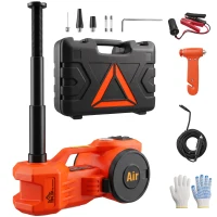 HOMCOM Electric Car Jack Kit, 5Ton 12V Electric Hydraulic Car Jack Lift with 15.5-45 cm Lift, Air Pump, Reflective Case, Orange(m-15)