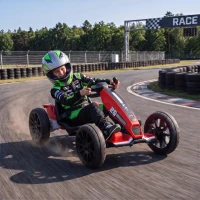 AIYAPLAY Go-Kart Elettrico per Bambini 3-6 Anni 12V con 2 Motori, Avvio Morbido, Sedile Regolabile e Luci LED, Rosso(m-10)