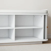 HOMCOM Hallway Storage Unit, Hallway Furniture Set with Shoe Storage Cabinet and 5 Hooks Coat Rack, White(m-12)