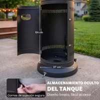 Outsunny Estufa de Gas para Terraza 11 kW con Regulación Continua Rejilla Protectora Antivuelco y 2 Ruedas Negro(m-8)