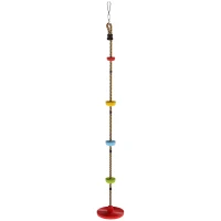 AIYAPLAY Corde d'escalade Balancoire 1,9 m, Balançoire Disque pour Enfants avec Plateforme, Sangle et Mousqueton, Rouge(m-1)