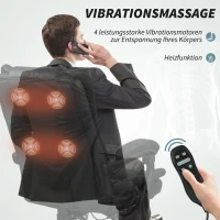 Vinsetto Massagstuhl Bürostuhl mit Massagefunktion, inkl. Fußstütze, höhenverstellbar, 64 cm x 70 cm x 118 cm, Schwarz(m-4)