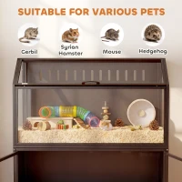 PawHut Cage Hamster 2-en-1 avec Armoire de Rangement pour Rongeur Hamster Syrien et Souris Acier et Acrylique Noir(m-9)