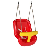 AIYAPLAY babyschommel verstelbaar meegroeierend babyzitje met rugleuning, veiligheidsbeugel, voor kinderen van 9-36 maanden, Rood(m-1)