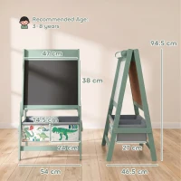 AIYAPLAY Art Easel for Kids, 3-in-1 Kids Easel with Chalkboard, Whiteboard, Paper Roll, Storage, Under-Board Shelf for 3-8, Green(m-3)