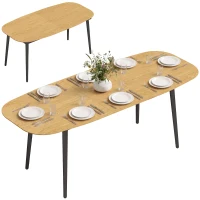 HOMCOM Masă extensibilă dreptunghiulară pentru 6–8 persoane, masă de bucătărie 160-200 cm cu poliță, maro(m-8)