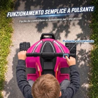AIYAPLAY Quad Elettrico per Bambini 6V, Marce Avanti, 2 km/h, per 18-48 Mesi, Portata 25 kg, Interno ed Esterno, Fucsia(m-6)