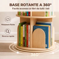 AIYAPLAY Libreria Girevole per Bambini a 3 Livelli, Angoli Arrotondati, 46x46x97 cm, Color Legno(m-4)