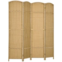 HOMCOM 4-teiliger Raumtrenner, Faltbarer Sichtschutz, Sichtschutzwand für Wohnzimmer, Schlafzimmer, Homeoffice, Natur(m-1)