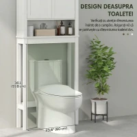 HOMCOM Dulap deasupra toaletei cu 2 uși și raft deschis, bară inferioară, 70x20x175 cm, alb(m-5)