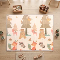 AIYAPLAY Alfombra Infantil Plegable y Reversible 200x150 cm Antideslizante e Impermeable Diseño Árbol y Bosque(m-8)