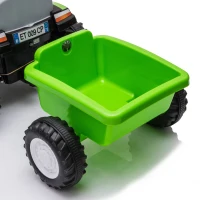 AIYAPLAY Trator Elétrico para Crianças 6V com Reboque Amovível, Luzes, Música, Buzina e Pedal, 2,5 km/h, Verde, 1-3 Anos(m-17)