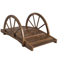 Outsunny Pont de jardin en bois, avec balustrade à demi-roues charge max. 150 KG, 100 x 50 x 37 cm, marron(m-1)