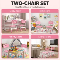 AIYAPLAY 2 PCS Kids Desk Chairs, 3 Level Height Adjustable Children's Chairs with Backrest for 1.5-8 Years, Max Load 50KG, Pink(m-4)