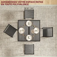 HOMCOM Ensemble table et chaises , table à manger 3 pièces avec 2 chaises encastrables, pour cuisine salon maison, gris(m-7)