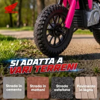 AIYAPLAY Moto Elettrica per Bambini 3+ Anni Licenza Honda CRF 450R, 12V Batteria al Litio, con Sospensioni, Rosa(m-7)