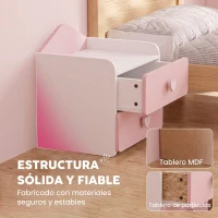 AIYAPLAY Mesita de Noche Infantil con 2 Cajones Montessori Bordes Redondeados para Niños de 3 a 8 Años 34x31x36 cm Rosa(m-7)