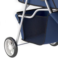 PawHut Carrito para Perros Pequeños Plegable hasta 10 kg con 3 Ruedas Capota Cesta Ventanas de Malla Portavasos Azul Oscuro(m-14)