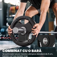 SPORTNOW Set 2 discuri olimpice 10 kg, Ø50 mm, cauciucate, 3 mânere ergonomice, negre(m-5)