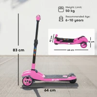 AIYAPLAY Three-Wheel Foldable Electric Scooter for Kids Aged 6-10 Years, Pink(m-3)