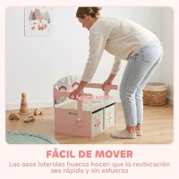 AIYAPLAY Banco Infantil Convertible 3 en 1 Juego de Mesa y Silla Baúl de Juguetes con 2 Cajones de Tela 3-6 Años Rosa(m-7)