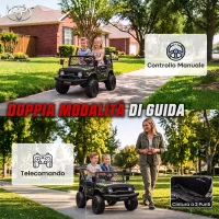 AIYAPLAY Auto Elettrica per Bambini Fuoristrada TOYOTA FJ 2 Posti 24V con Porte Apribili, Verde Scuro(m-6)