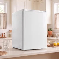 HOMCOM Nevera Pequeña con Congelador 72,5L Silenciosa Puerta Reversible Termostato Ajustable Estante Ajustable y Cajón Blanco(m-10)