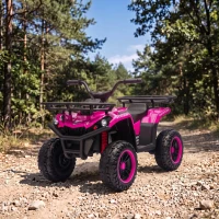AIYAPLAY Quad Elétrico Infantil 12V com 2 Motores, Bateria de Lítio, 2 Cestos e MP3, Rosa, 3-8 Anos(m-9)