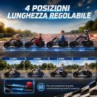 AIYAPLAY Go-Kart Elettrico per Bambini 3-6 Anni con Doppio Motore 12V, Fari LED, 1.5-4 km/h, Nero(m-5)