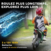 HOMCOM Moto cross électrique enfant moto électrique enfants moteur 350 W batterie 12V 8-16 km/h pneus gonflables 12'' vert(m-6)