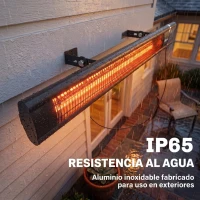 Outsunny Calefactor por Infrarrojos Terraza 3000 W IP65 9 Niveles Calor Temporizador 24 H Control Táctil/Remoto Pantalla LED(m-8)