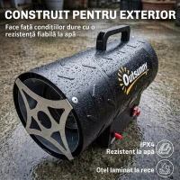 Outsunny Generator de Aer Cald pe Gaz, Portabil, 10 kW, cu Protecție, Negru(m-7)