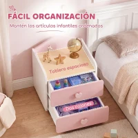 AIYAPLAY Mesita de Noche Infantil con 2 Cajones Montessori Bordes Redondeados para Niños de 3 a 8 Años 34x31x36 cm Rosa(m-4)