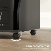 HOMCOM Computertisch mit Rollen, Schreibtisch mit Stauraum, 80 x 48 x 75 cm, Schwarz(m-5)