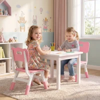 AIYAPLAY 2 PCS Kids Desk Chairs, 3 Level Height Adjustable Children's Chairs with Backrest for 1.5-8 Years, Max Load 50KG, Pink(m-14)