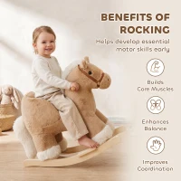 AIYAPLAY Cheval à Bascule pour Enfants, Animal à Bascule Bébé en Peluche avec Sons, Ceinture de Sécurité, 18-36 Mois, Marron(m-8)