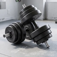 SPORTNOW Kit Haltères Musculation 50 kg 3 en 1, Poids Réglable Revêtement PP, Barre Antidérapante, Verrouillage, Noir(m-2)