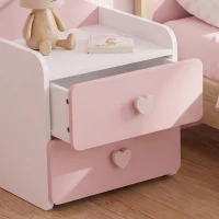 AIYAPLAY Mesita de Noche Infantil con 2 Cajones Montessori Bordes Redondeados para Niños de 3 a 8 Años 34x31x36 cm Rosa(m-9)