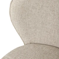 HOMCOM Lot de 2 chaises de salle à manger assise rembourrée en tissu aspect lin pieds en acier stable design moderne crème(m-10)