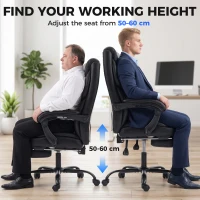 HOMCOM Executive Office Chair, 180kg Big and Tall PU Desk Chair with Linked Armrests, Pocket Spring Cushion, Adjustable Height, Rocking Function, 165° Reclining Backrest, Footrest, PU Casters, Black(m-6)
