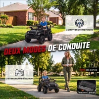 AIYAPLAY Voiture Électrique Enfants 12V, Buggy Électrique Enfants, 2-4 km/h, 2 Moteurs, Télécommande, Batterie Lithium, Noir(m-6)