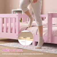 AIYAPLAY Lit Cabane Enfant 90x200 cm, Lit Enfant en Forme de Maison avec Barrières de Sécurité et Sommier à Lattes Solides, Rose(m-5)