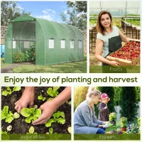 Outsunny Walk-in Polytunnel Greenhouse, Outdoor Garden Tunnel Greenhouse Tent with Zipped Roll-Up Door and 8 Mesh Windows, 4 x 2M(m-7)
