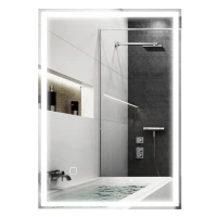 HOMCOM Badspiegel Badezimmerspiegel Wandspiegel LED´s. Berührungsschalter, Weiß(m-12)
